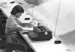 Chris Plonsky working as Texas Women’s SID in the 1980s.